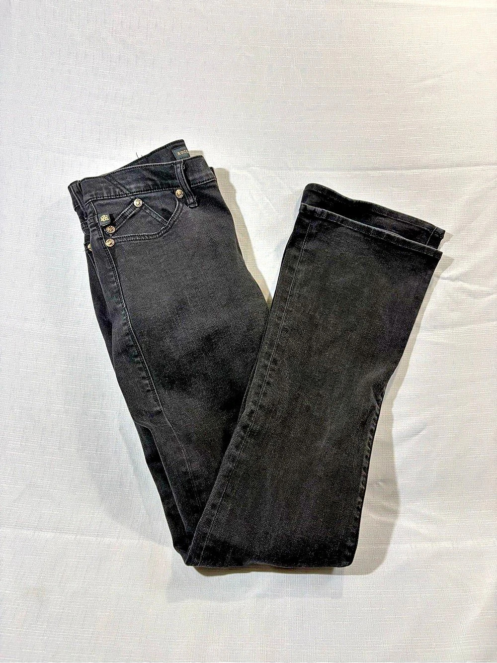 Rock & Republic Kasandra Flare Jeans in Black Size 8